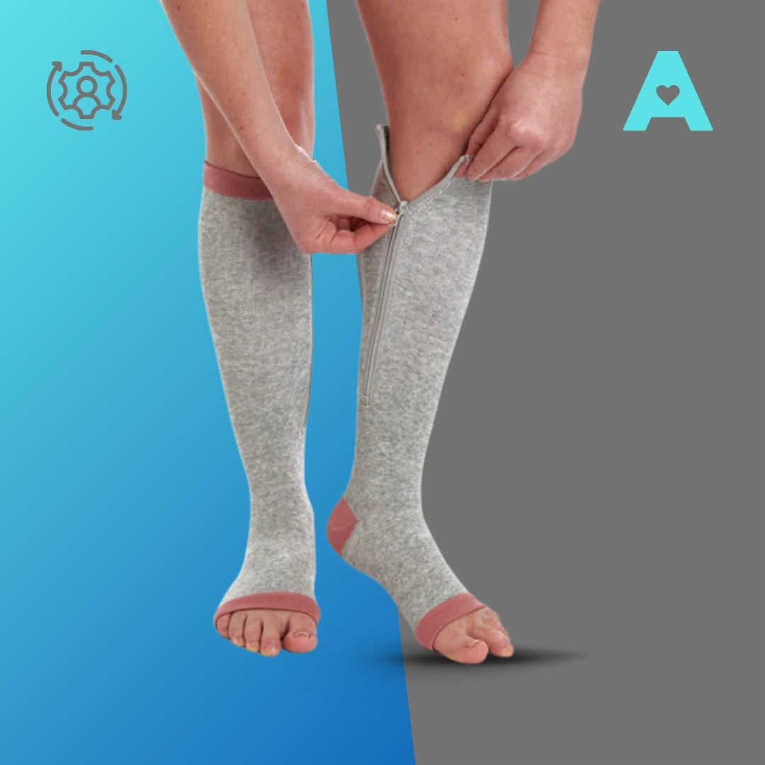 Tarpop 4 Pairs Men's Zipper Compression Socks - 20-30 MmHg Colorful Stockings For Swelling & Edema