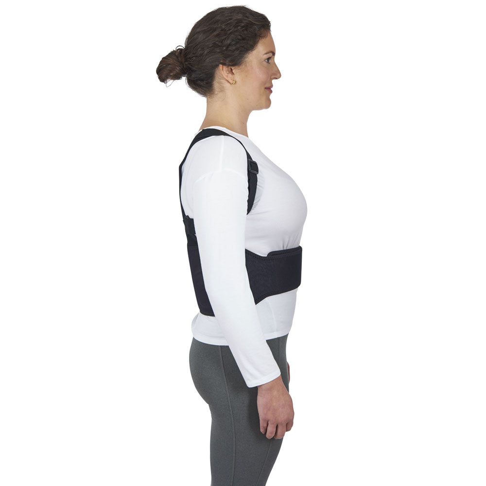 Bioposture Biofeedbac back corrector posture alignment on female model side view