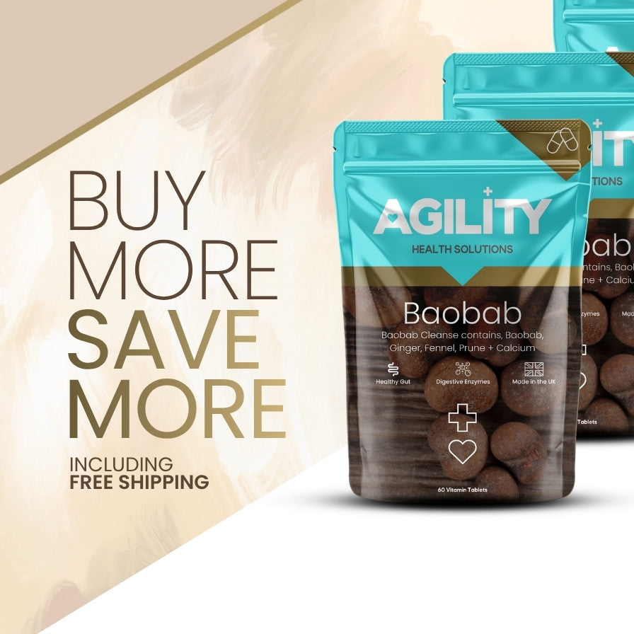 Agility Health Solutions Baobab cleanse package with promotional text buy more save more including free shipping