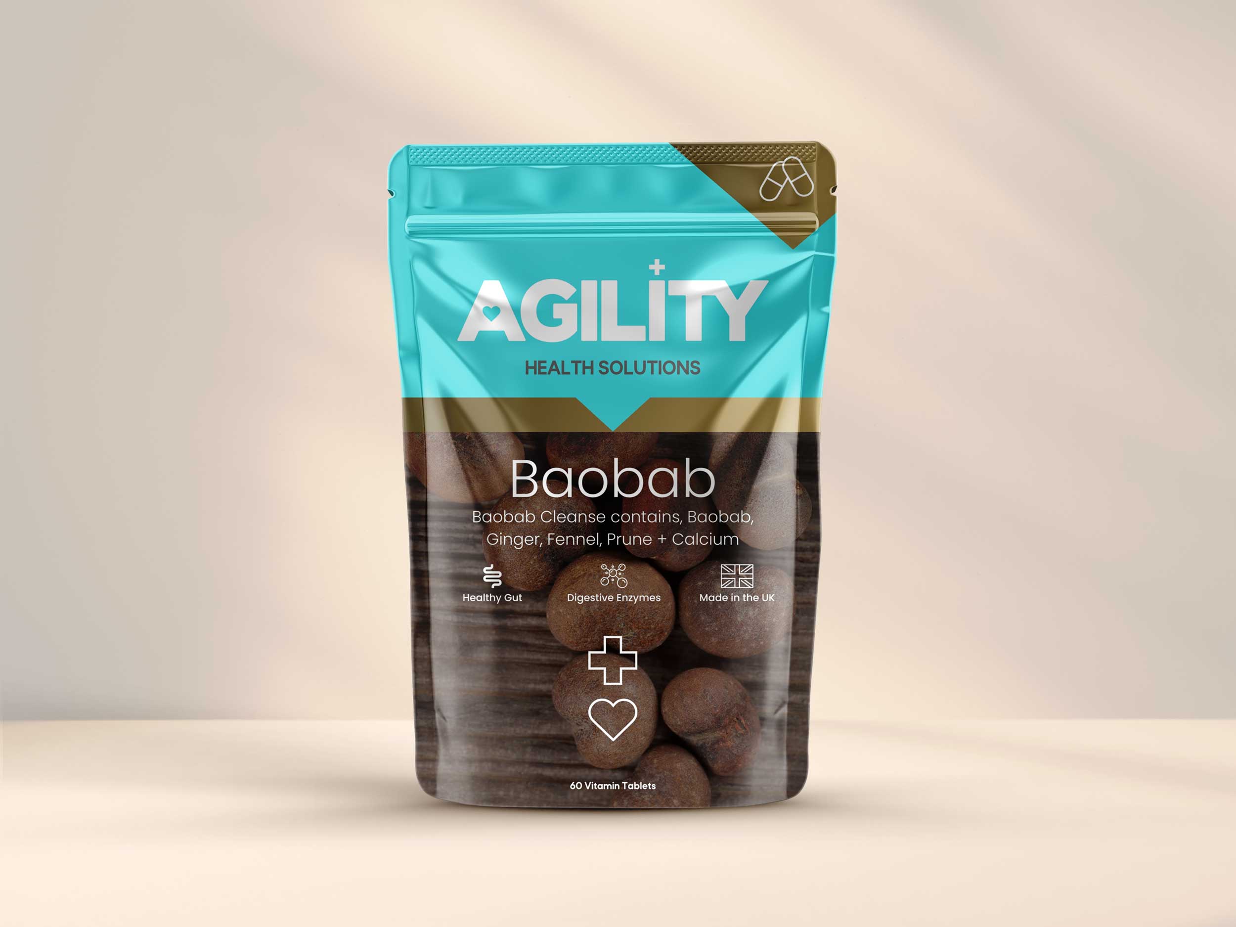 A package of Agility Health Solutions Baobab Cleanse Tablets.